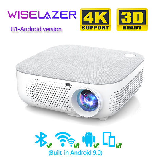 WISELAZER G1 Full HD 1080P Projector LED Cinema Android 10.0 1920x1080P Projector Support 4k Vidoe Projector for Home Theater