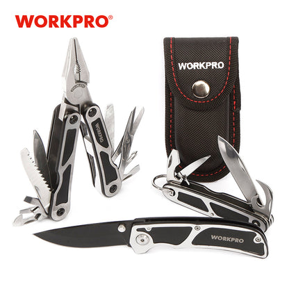 WORKPRO Camping Tool Set 15 in 1 Multi Pliers Tactical knife Multi Tools Survival Tool Kit