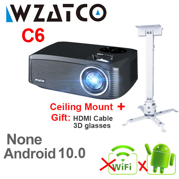 WZATCO C6 LED Projector Android 11.0 WIFI Full HD 1920*1080P 300inch Video Proyector Home Theater Cinema Smart Phone Beamer