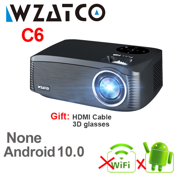 WZATCO C6 LED Projector Android 11.0 WIFI Full HD 1920*1080P 300inch Video Proyector Home Theater Cinema Smart Phone Beamer