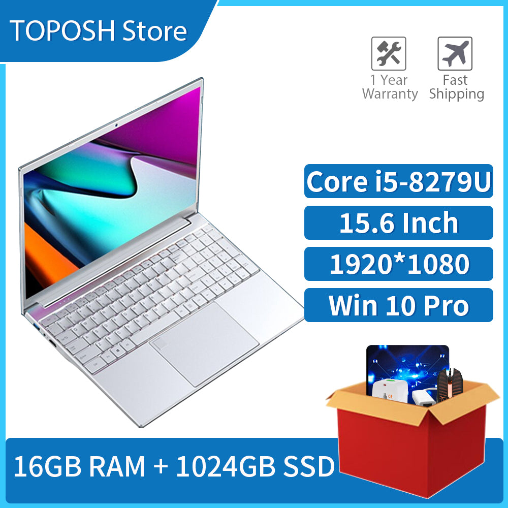 i5-8279U TOPOSH Laptop Core i5 8th Gen Metal Fingerprint Unlock 16GB RAM Portable Business Notebook Computer IPS PC Netbook